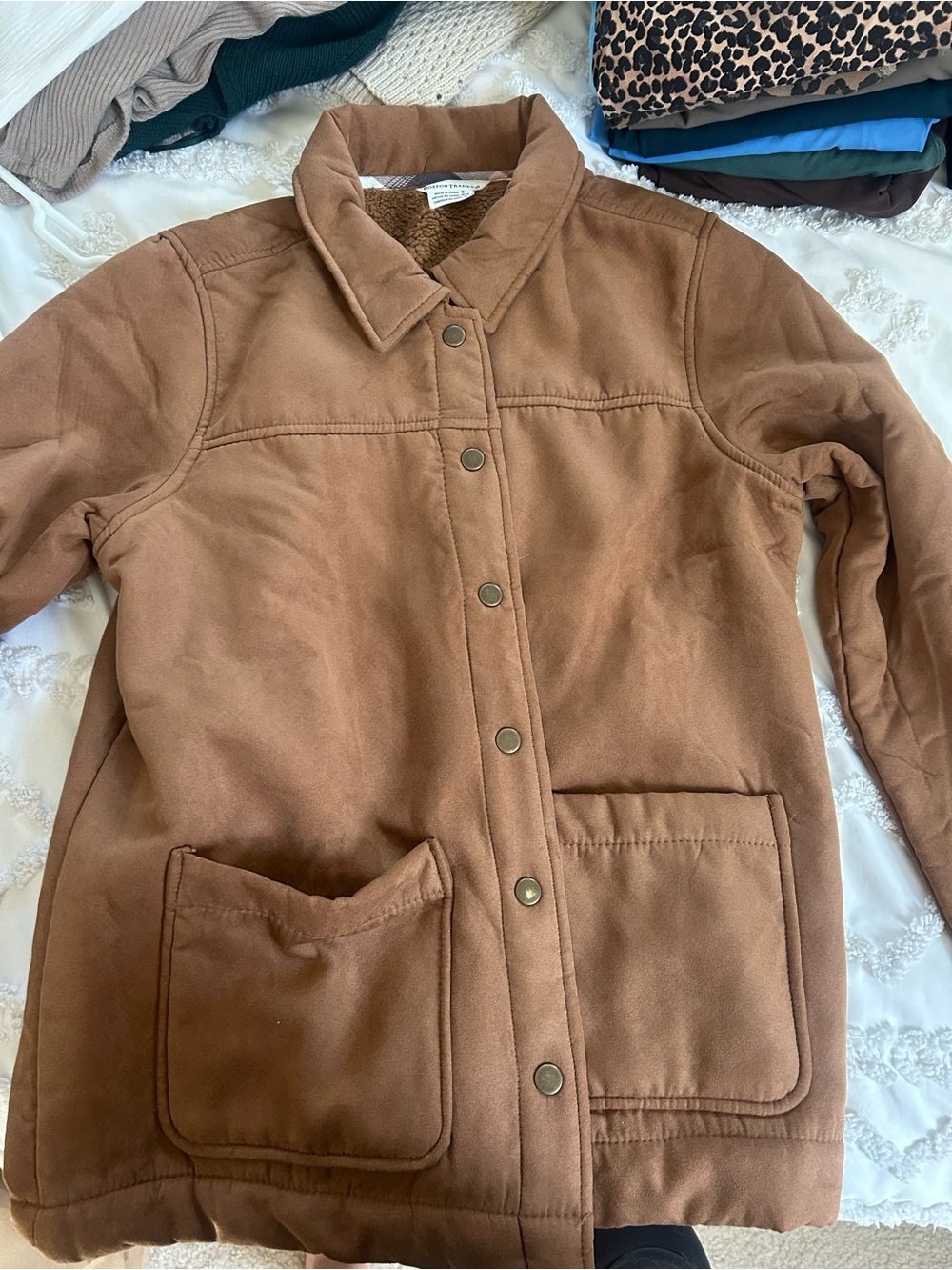Boston Traders Medium Women’s Cozy Faux-Suede Jacket in Brown